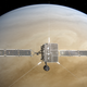 Artist's impression of Solar Orbiter making a flyby at Venus.